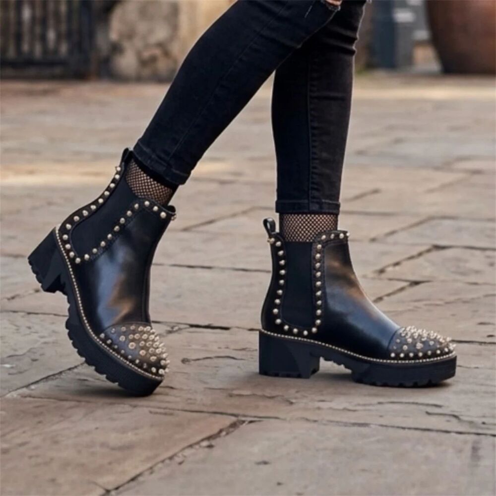 Cape Robbin Lug Boots Womens Sz 7 Gold Spiky Platform Chunky Goth Grunge New